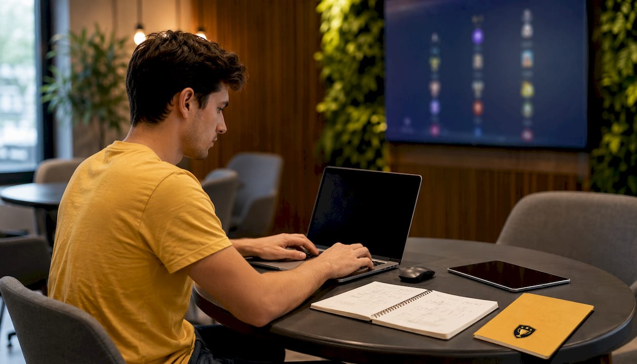 Person managing draft board technology setup