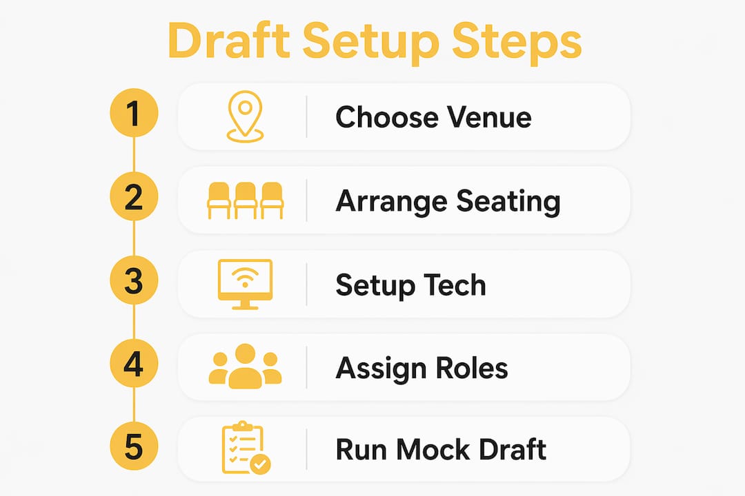 Infographic showing key steps for fraternity draft setup