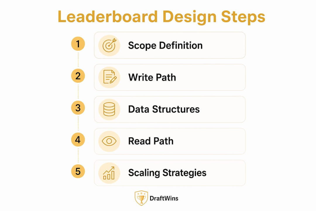 Infographic showing overview of leaderboard design steps