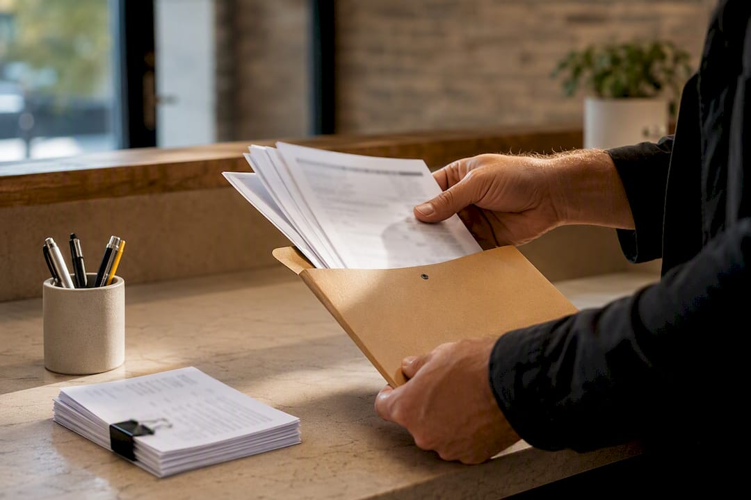 Hands collecting football pool pick sheets