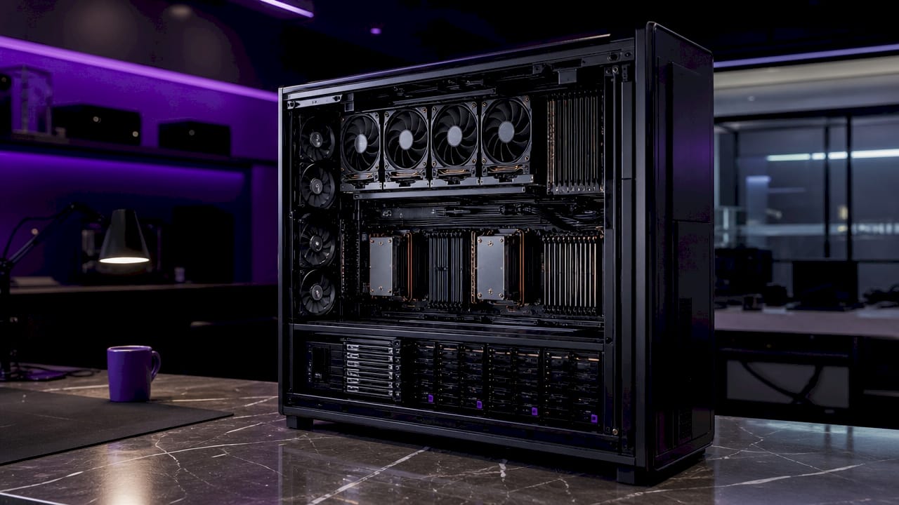 Close-up of internal AI server hardware components