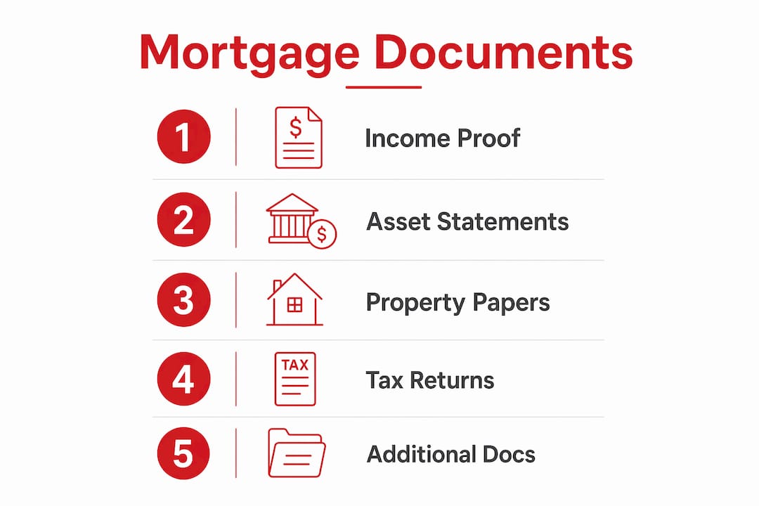 Infographic showing mortgage application document steps