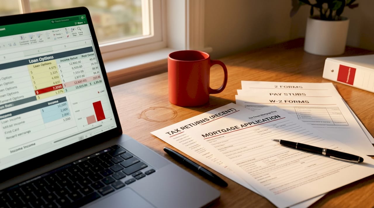 Neatly arranged mortgage documents on desk
