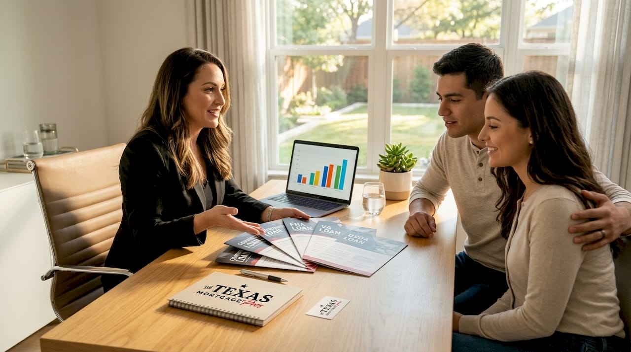 Loan officer explaining mortgage loan types