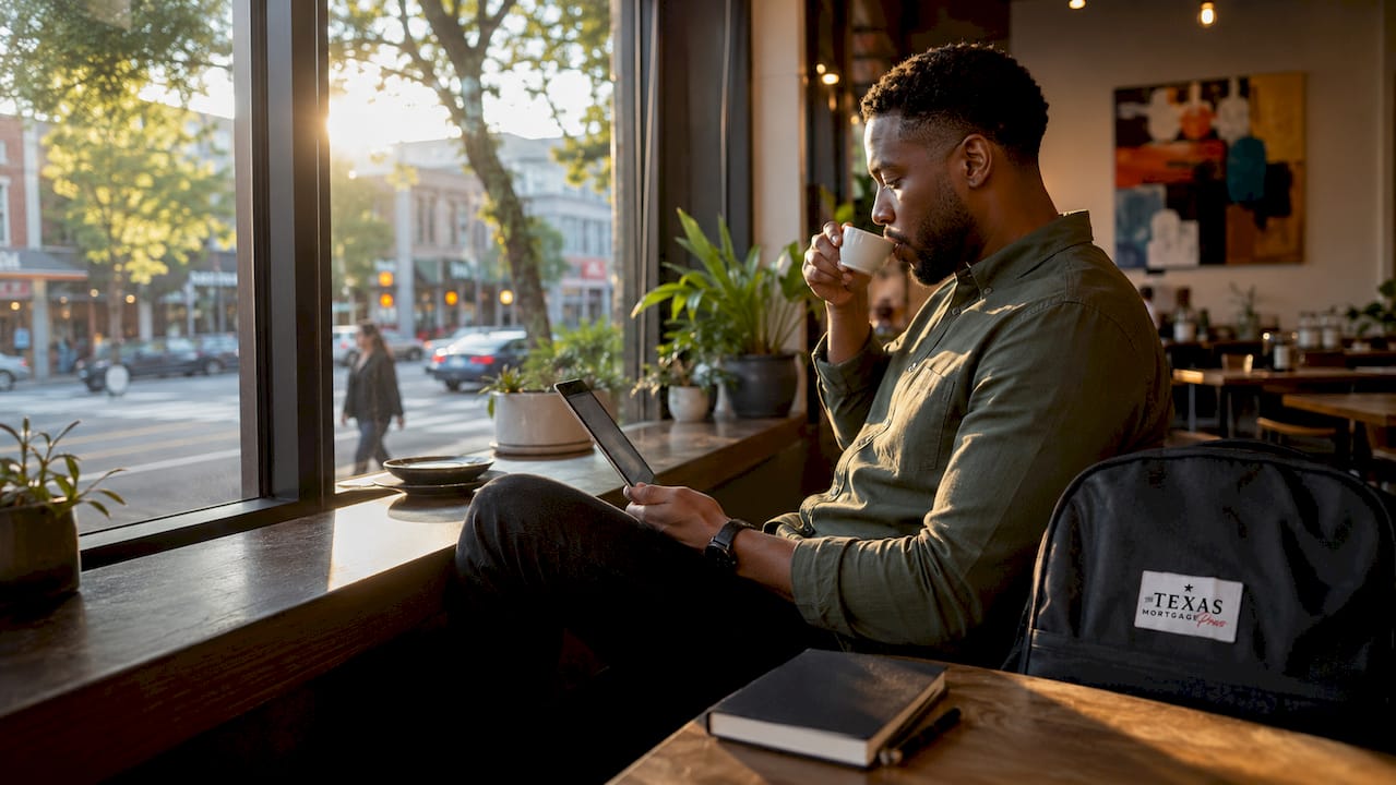 Man managing mortgage payments on tablet