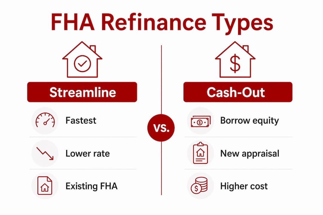 Infographic comparing FHA refinance loan types