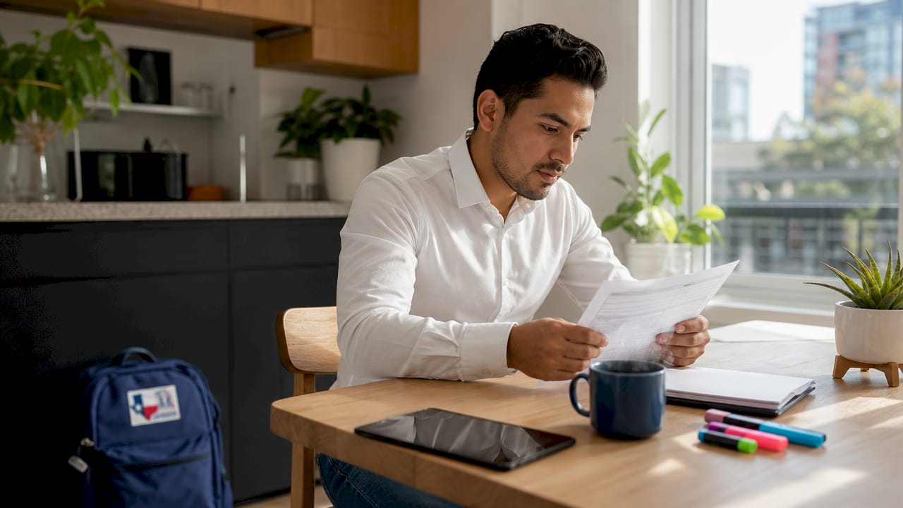 Hands holding mortgage application and calculator