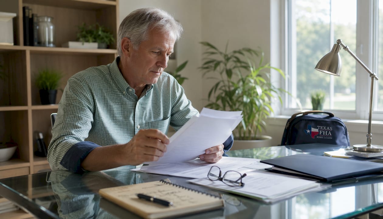 Hands sorting financial documents on desk