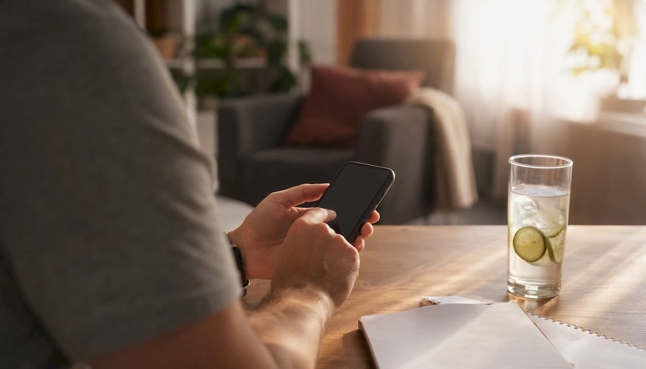 Hands paying credit card balance via phone