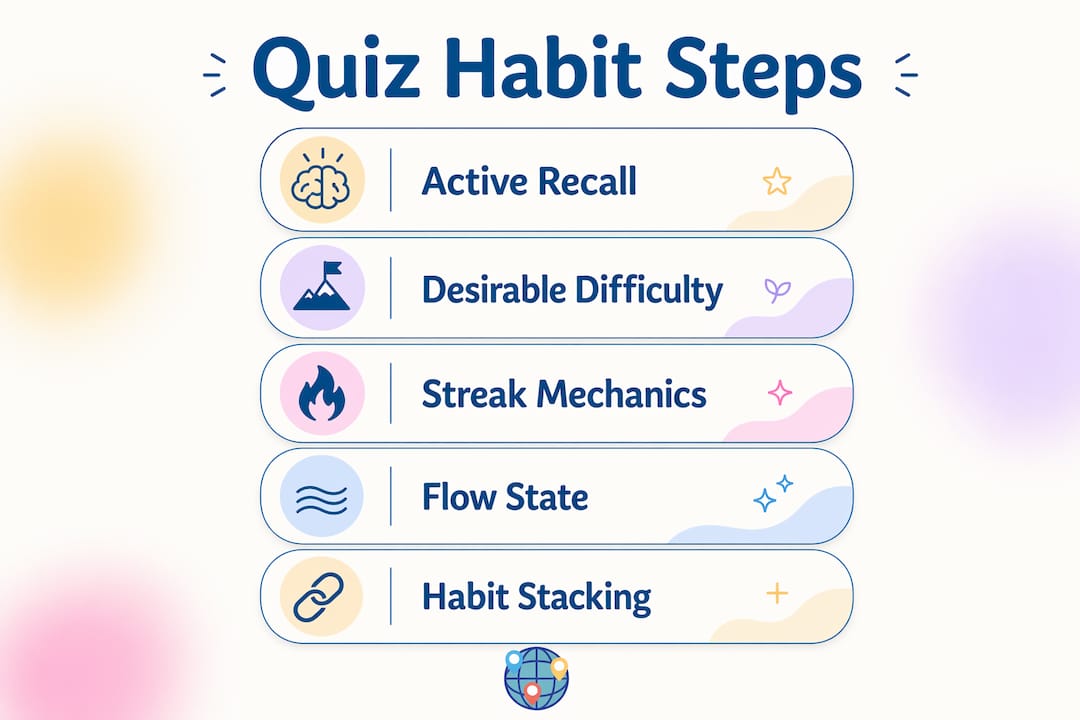 Infographic illustrating psychological steps behind quiz habits