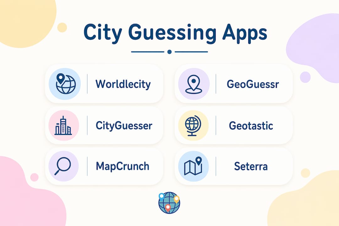 Infographic comparing city guessing app options