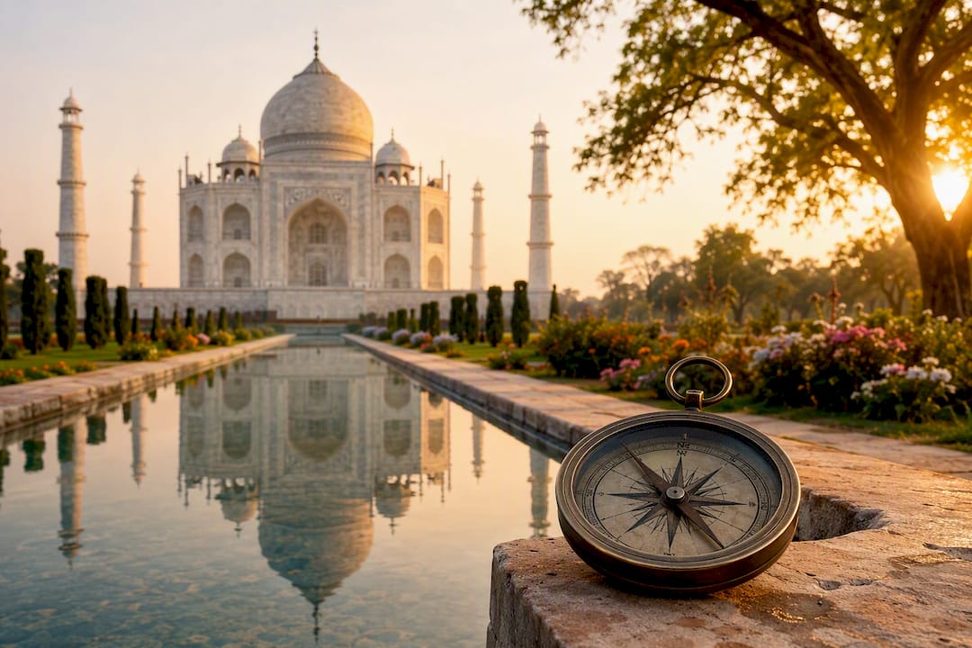Abstract Taj Mahal silhouette with reflecting pool