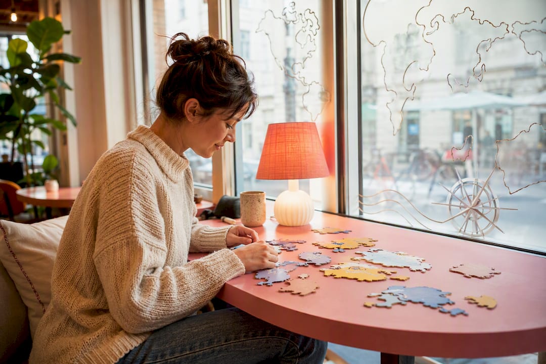 Abstract geography game elements on desk