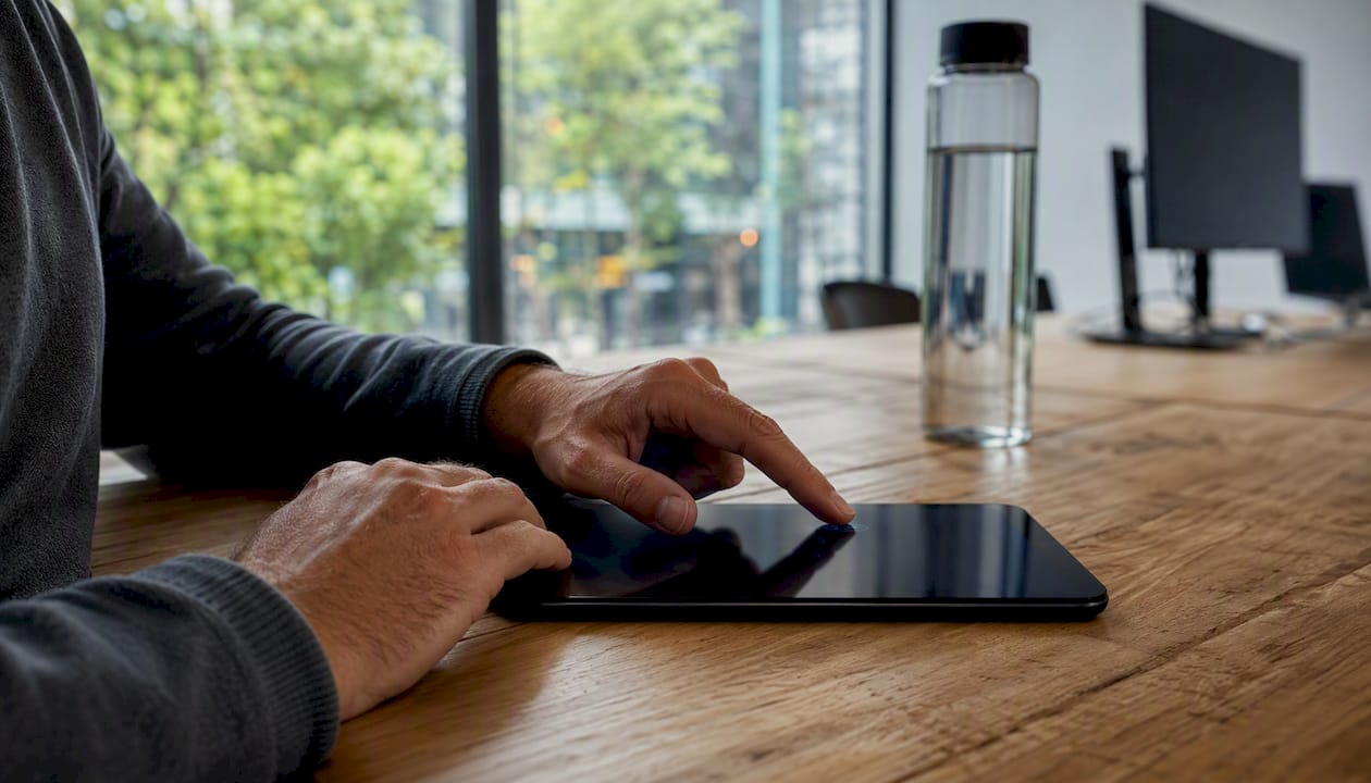 Iemand zet via een tablet een FaceTime-audiogesprek op