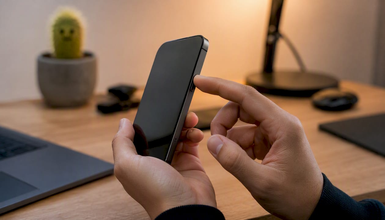 Handen die een iPhone vasthouden om de hardware te controleren
