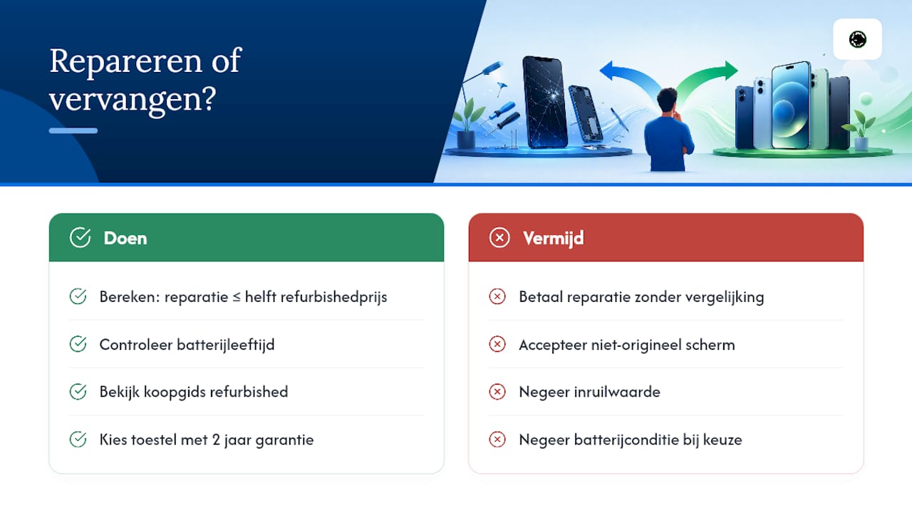 Repareren of toch vervangen door een refurbished iPhone? — overview diagram