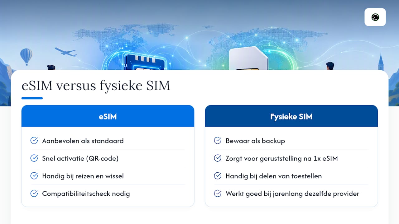 eSIM en fysieke simkaart afhankelijk van de situatie