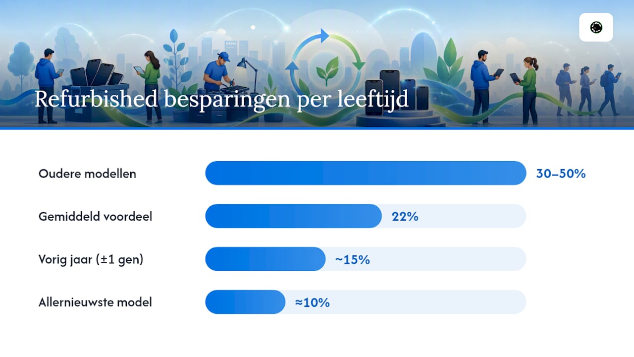 Wanneer levert refurbished de grootste besparing en duurzame winst op? — overview diagram