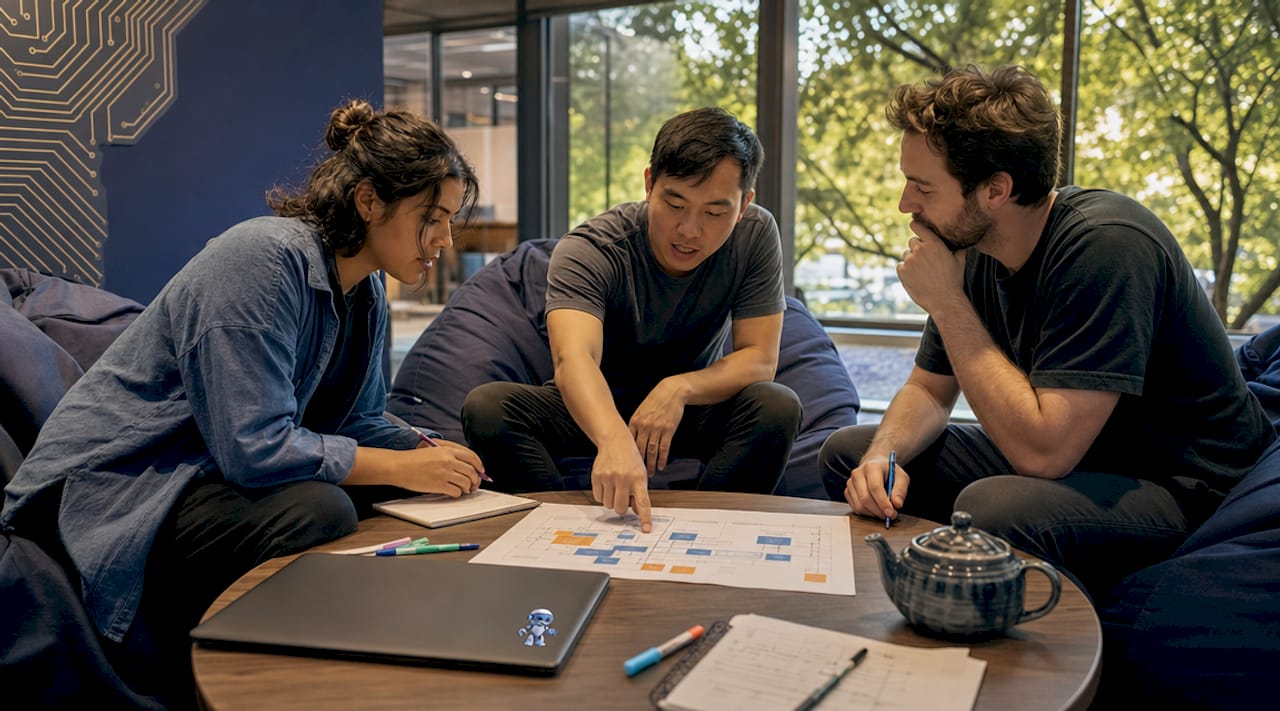 Engineers discussing backend architecture