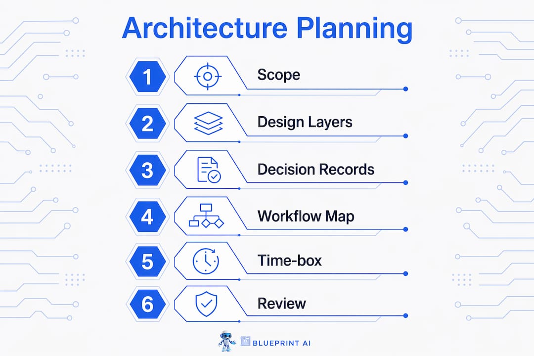Infographic showing step-by-step app architecture planning