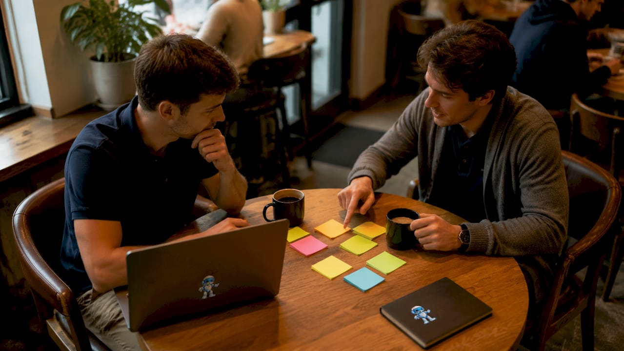 Two developers discussing software design principles