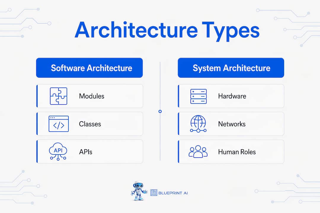 Comparison infographic of software and system architecture