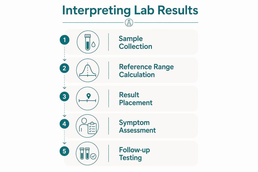 Infographic outlining steps to interpret lab test results