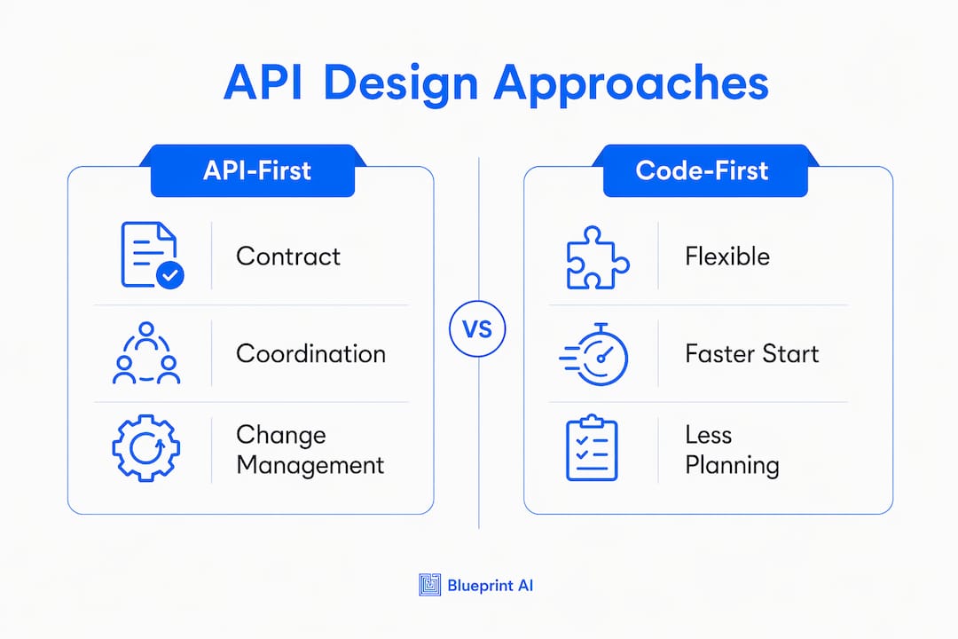 Infographic comparing API-first and code-first design