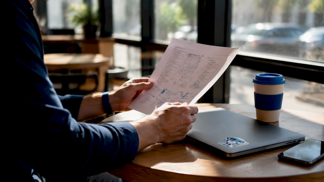 Hands holding technical strategy document