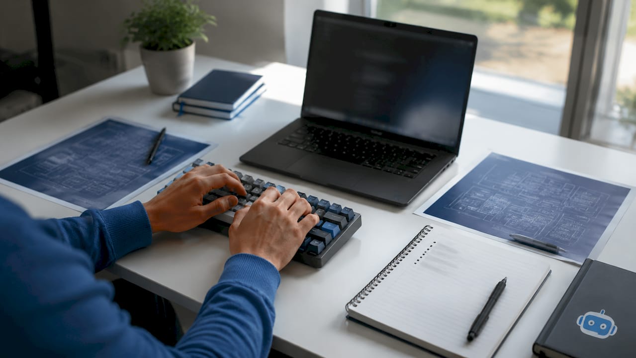 Hands typing backend API code at home desk