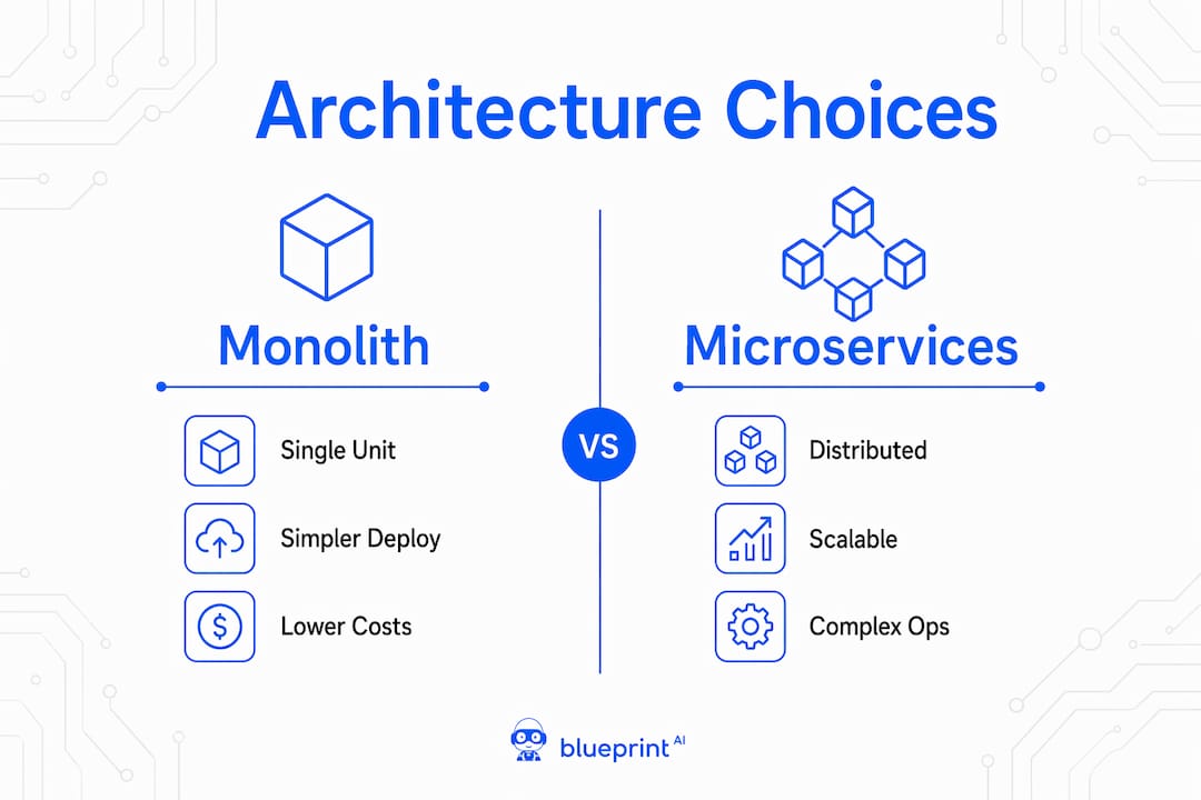 Infographic comparing monolith and microservices architecture