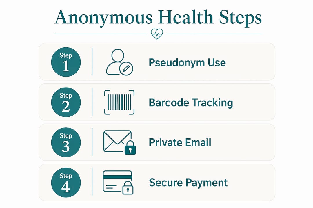 Infographic illustrating steps of anonymous clinical service protections