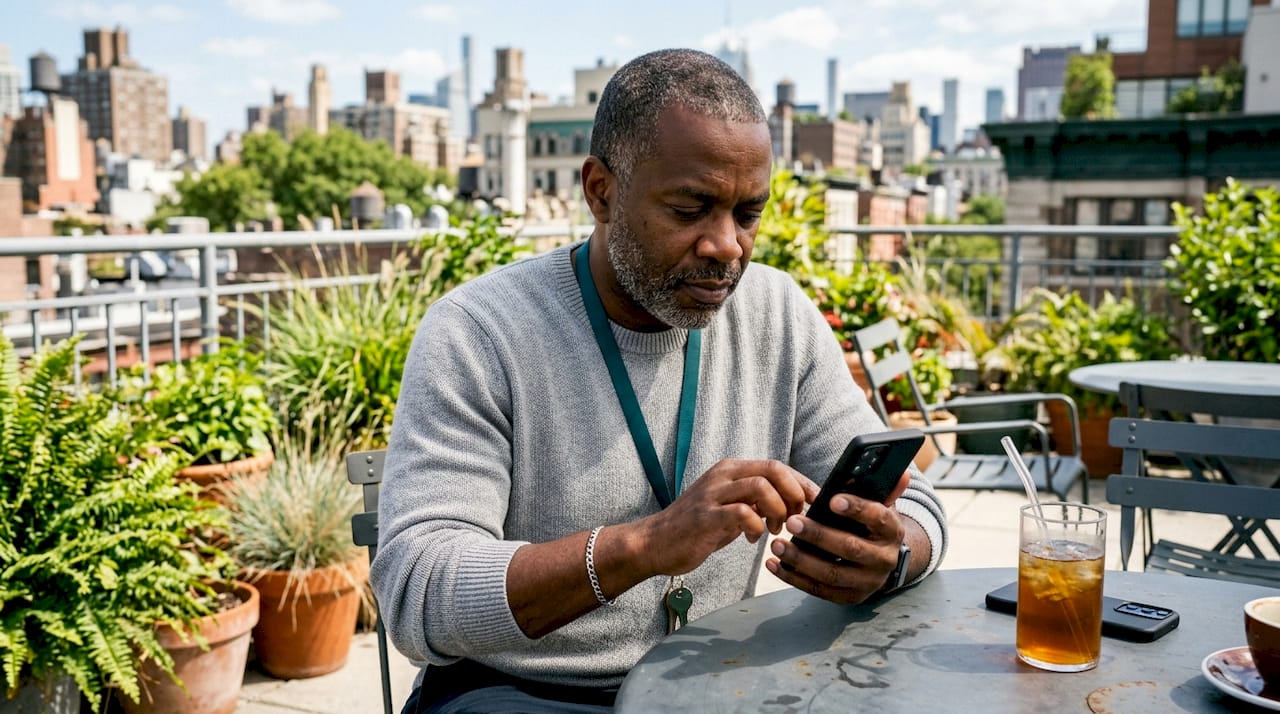Close-up of hands using smartphone outdoors for private search