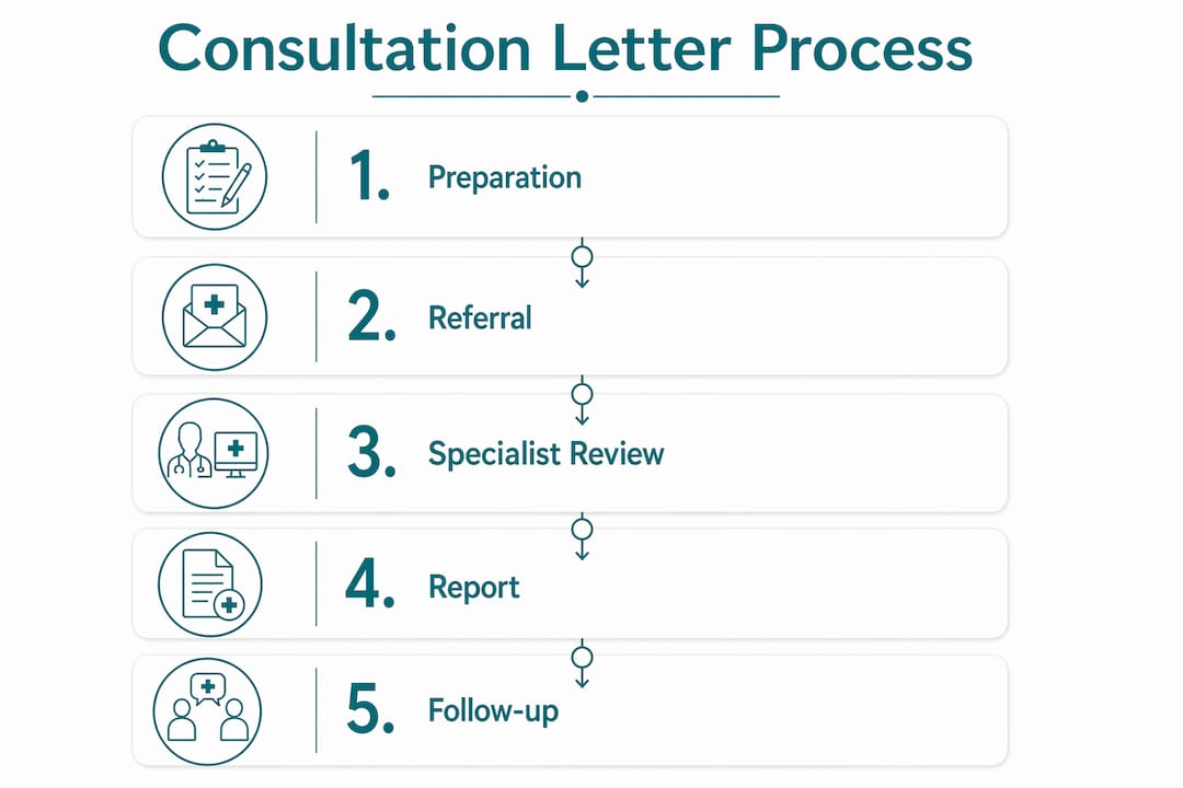 Infographic illustrating consultation letter process steps