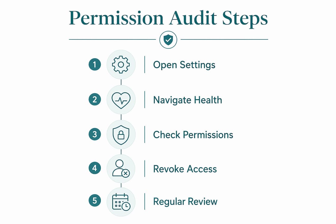 Infographic showing steps to manage health app permissions