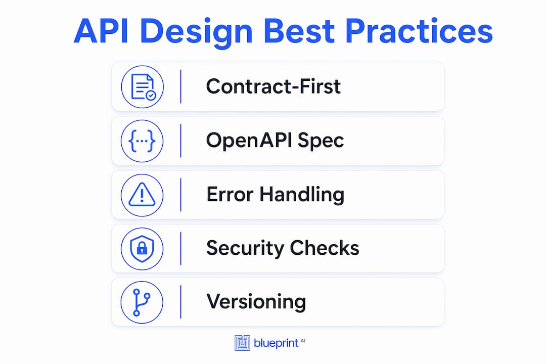 Infographic illustrating API design best practices stages