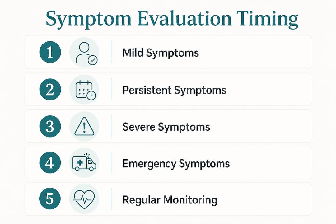 Infographic showing timing for seeking medical evaluation