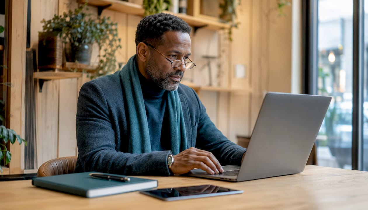 Clinician ready for telehealth assessment in office