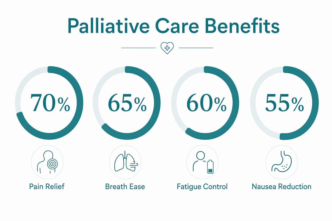 Infographic showing palliative care symptom relief benefits
