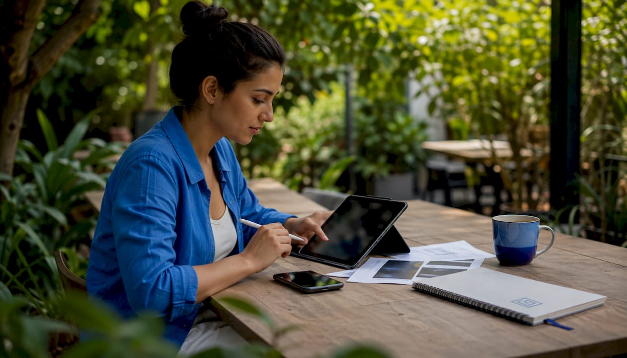 Hands using tablet and notes for API doc tools