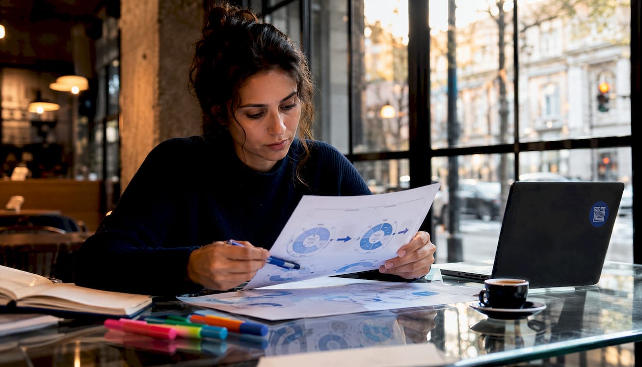 Founder reviewing database design diagrams