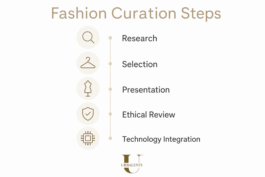 Infographic illustrating five steps of New York fashion curation