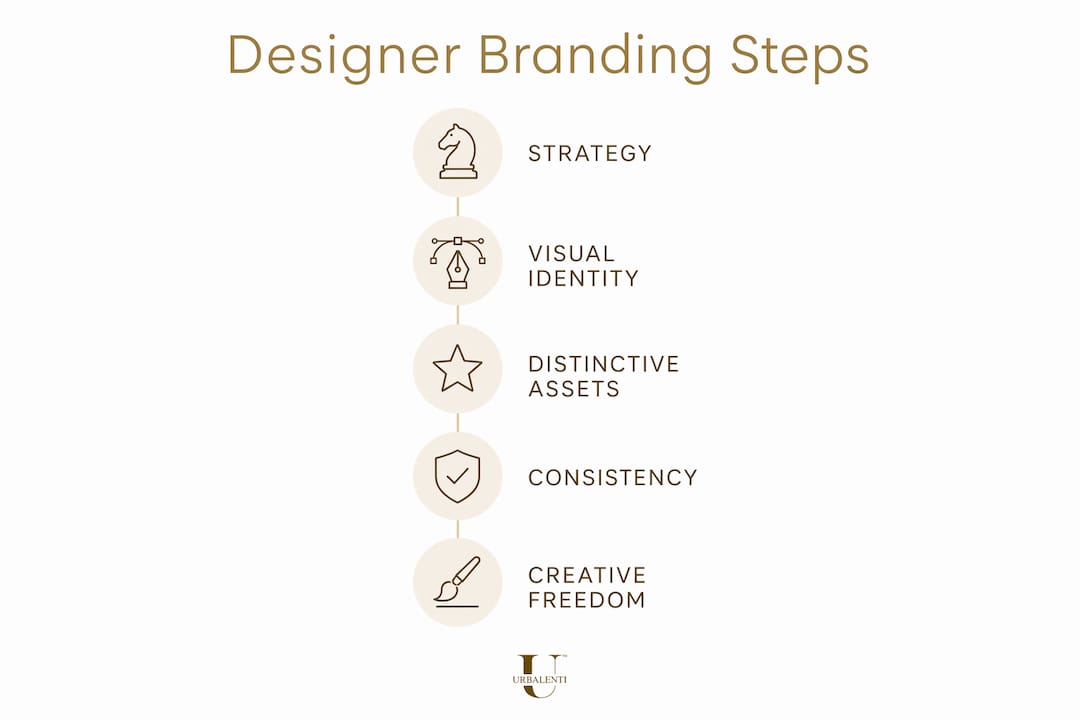 Infographic outlining key steps of designer branding