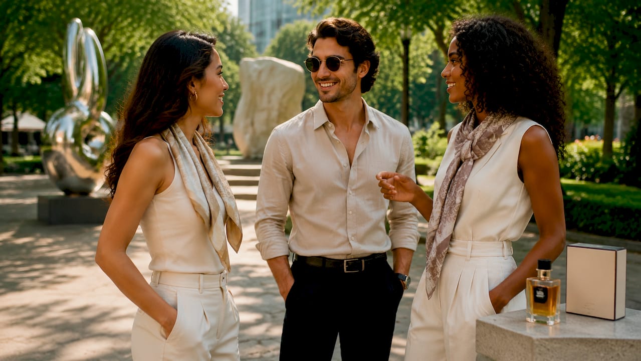 Group expressing identity through luxury fashion accessories