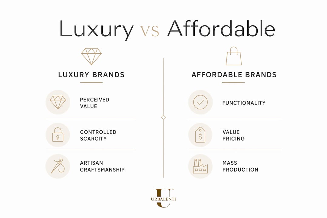 Comparison infographic of luxury and affordable brands