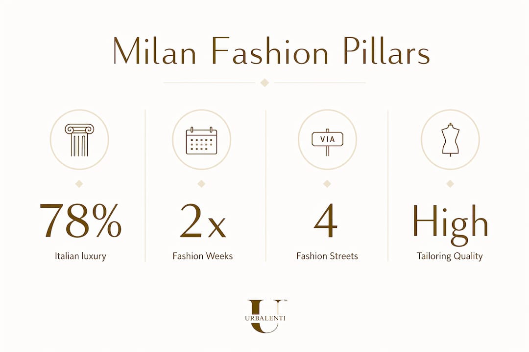 Infographic displaying key statistics of Milan fashion culture