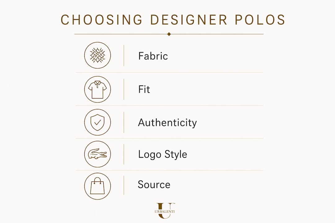 Infographic showing designer polo selection steps