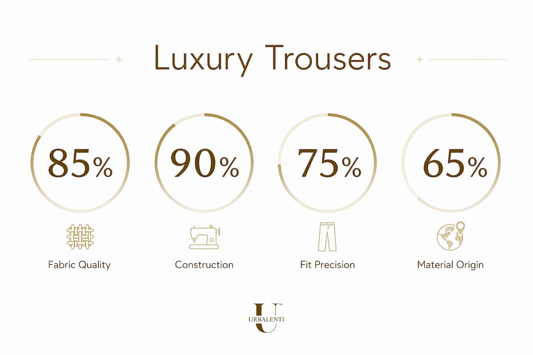 Infographic showing key factors in luxury trousers quality