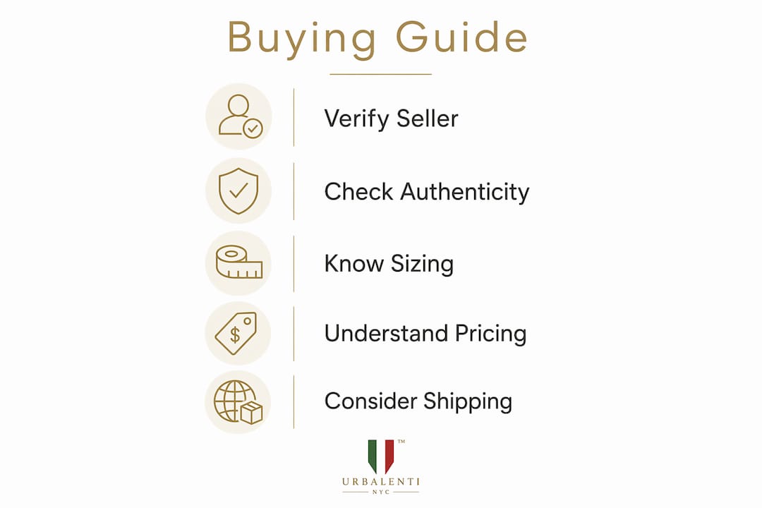 Infographic showing buying guide steps for authentic Emporio Armani T-shirts