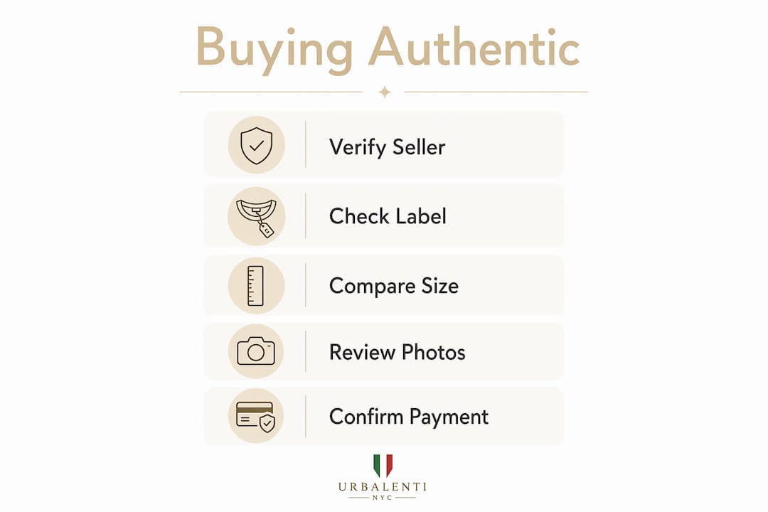Infographic outlining steps to buy authentic Dolce & Gabbana t-shirts